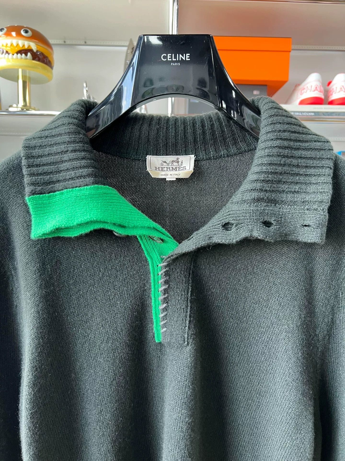 Hermes olive green high-neck knitted shirt Size US L / EU 52-54 / 3 - 3 Thumbnail