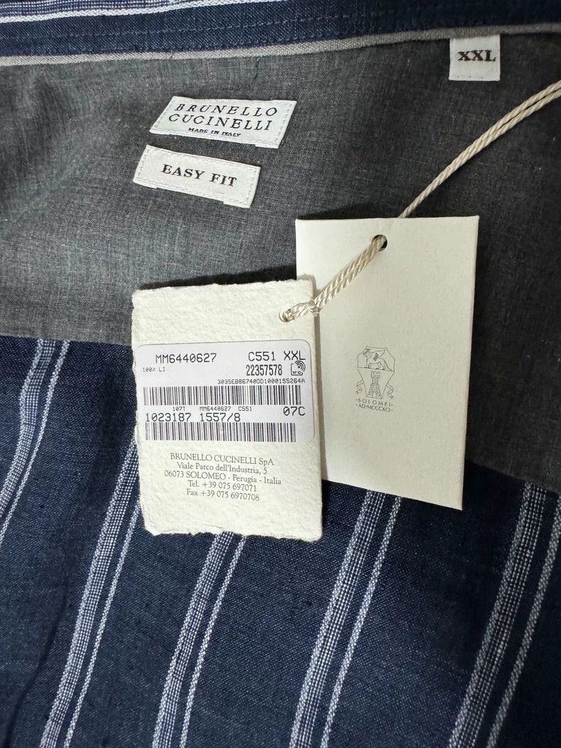 Brunello Cucinelli Brunello Cucinelli Striped Linen Shirt Size US XXL / EU 58 / 5 - 4 Thumbnail