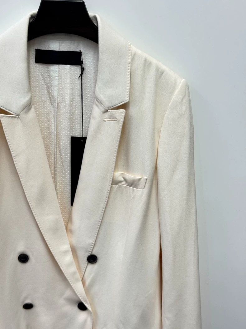 Haider Ackermann Haider Ackermann White Double-Breasted Blazer Size US M / EU 48-50 / 2 - 2 Thumbnail