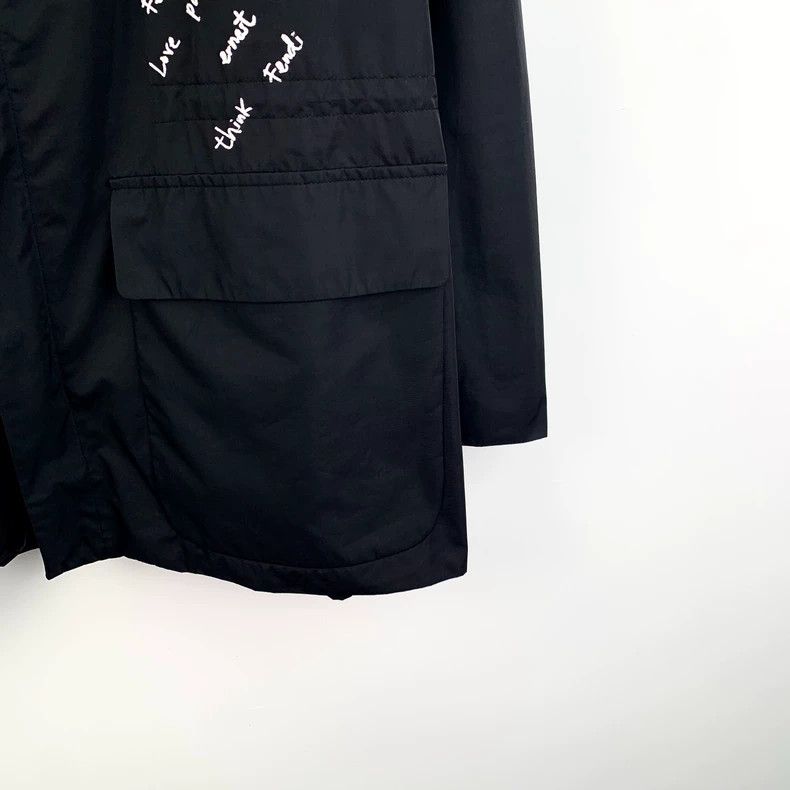 Fendi Fendi Black Logo Embroidered Hooded Jacket Size US XL / EU 56 / 4 - 4 Thumbnail