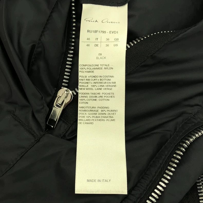 Rick Owens Rick Owens Black Down Bomber Jacket Size US S / EU 44-46 / 1 - 7 Thumbnail