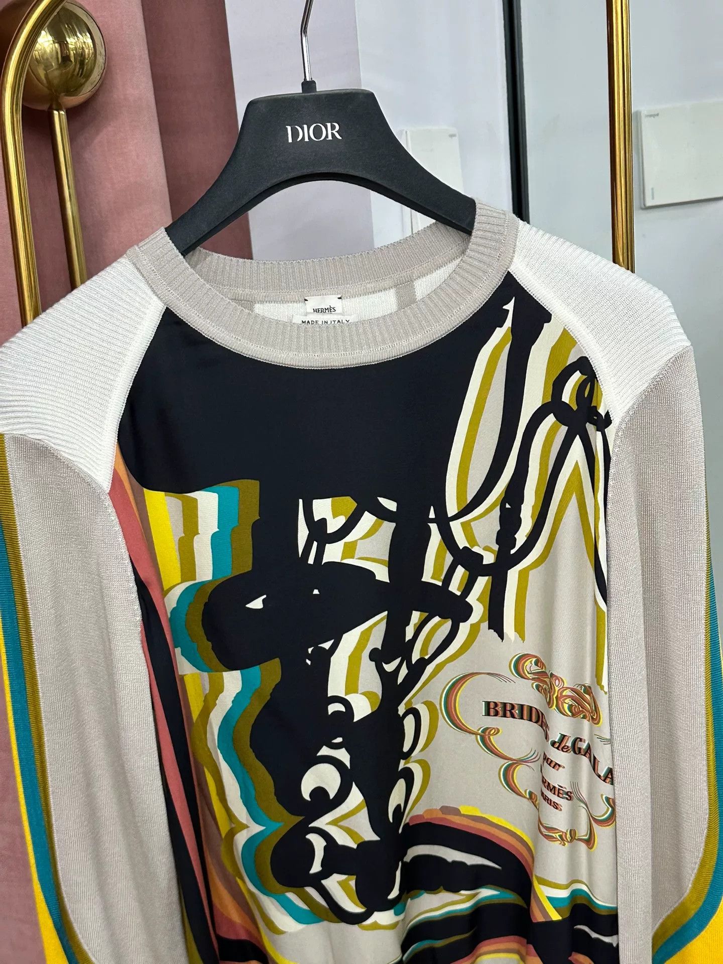 Hermes Hermes Silk Panel Print Knit Sweater Size US S / EU 44-46 / 1 - 2 Thumbnail