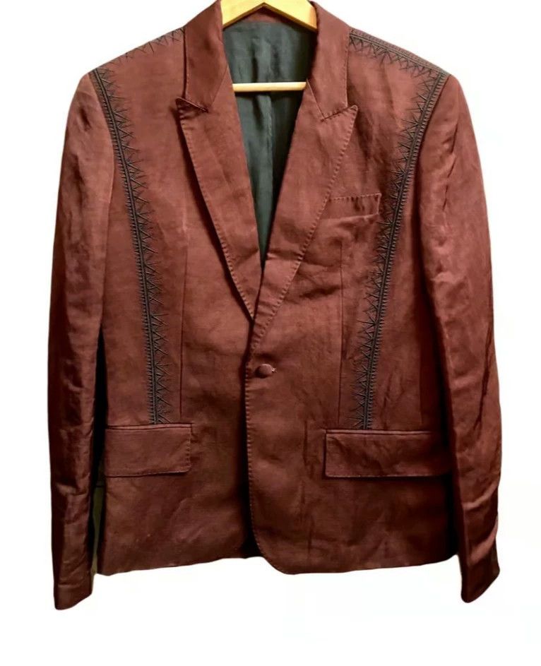 Haider Ackermann Haider Ackermann Embroidered Linen Blazer Size US M / EU 48-50 / 2 - 2 Thumbnail