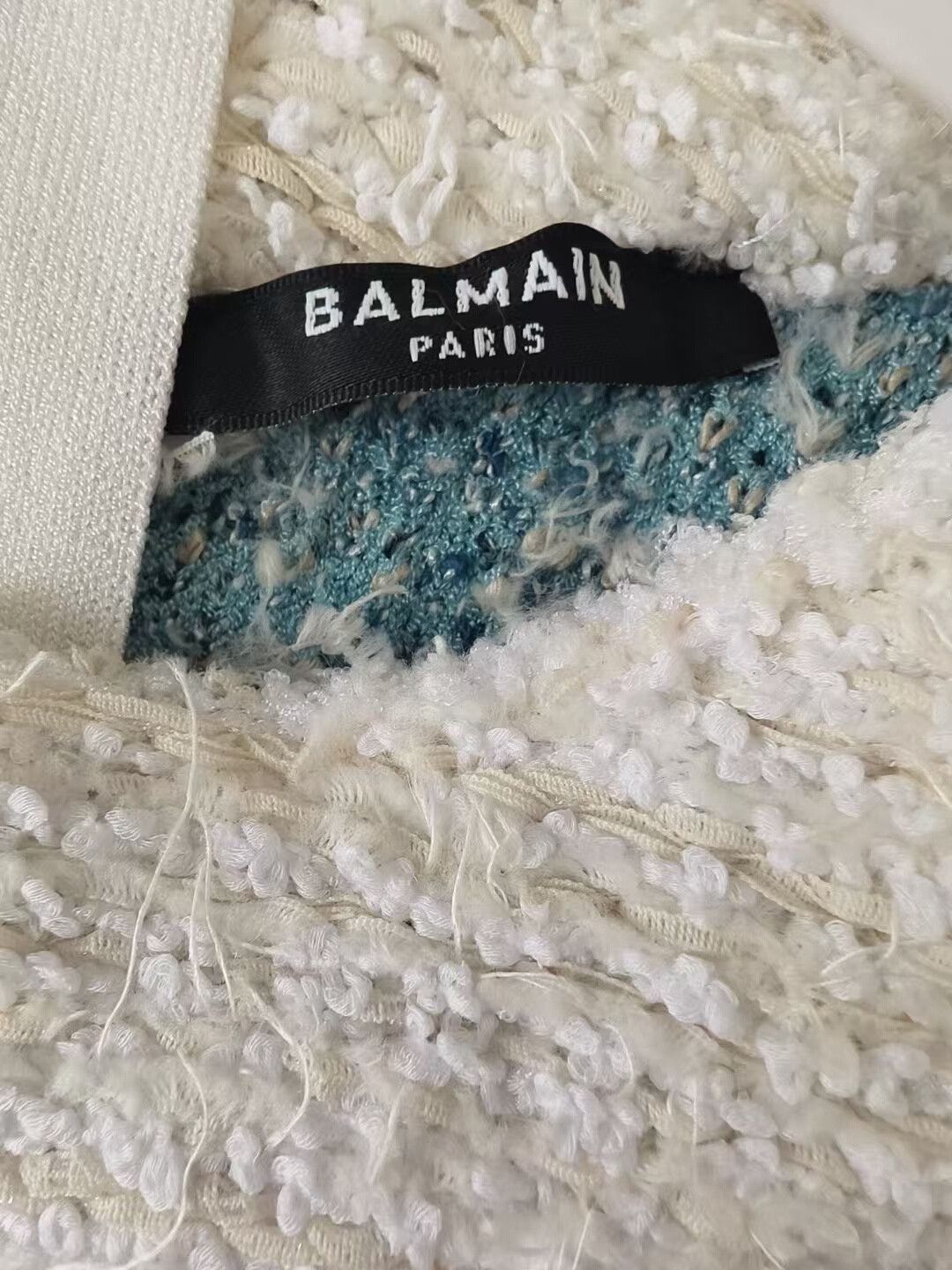 Balmain fringed denim tweed dress with buttons Size US 36 / EU 52 - 3 Thumbnail