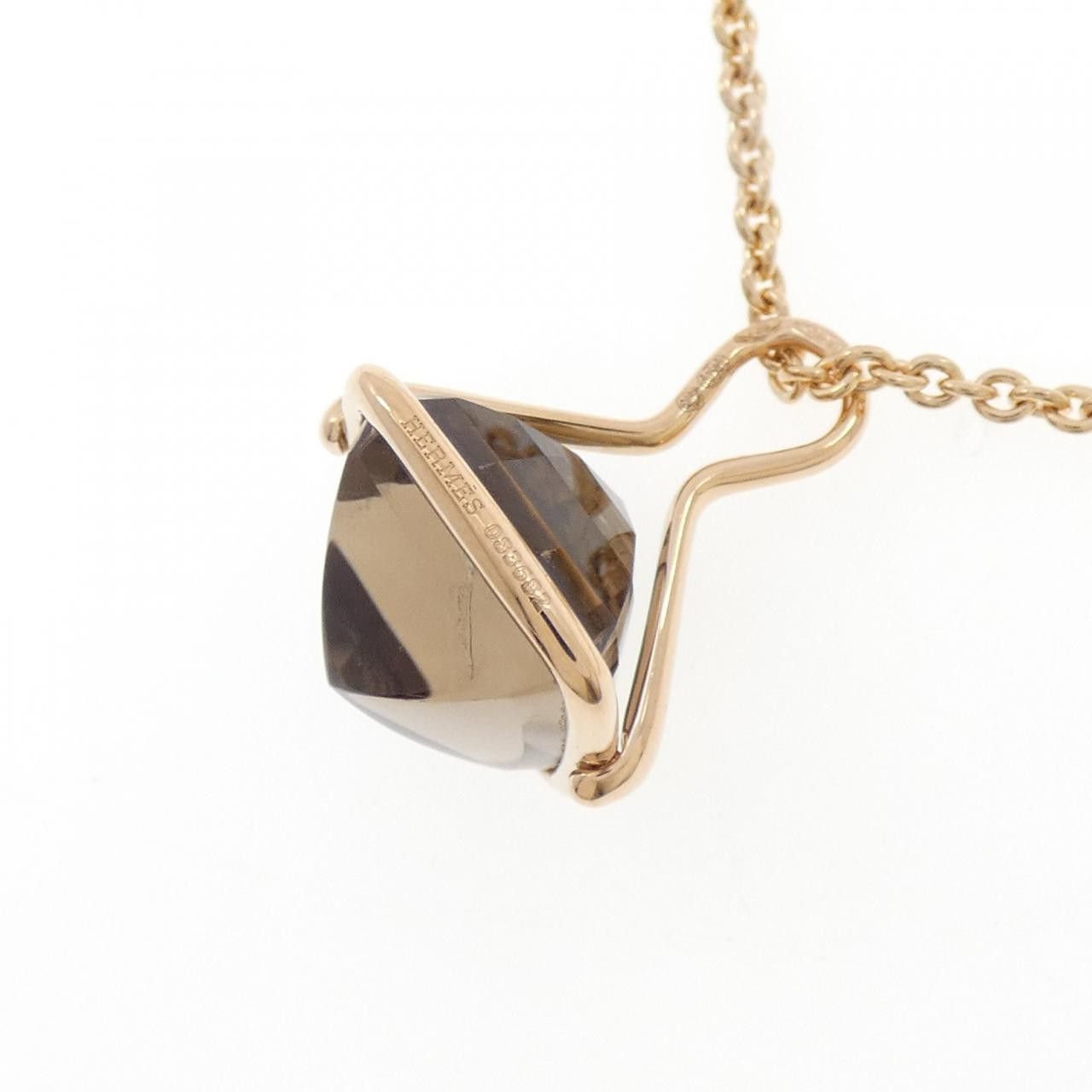 Hermes Hermes Hermès Smoky Quartz Au750 Necklace 40cm Crocodile skin Necklace DUTY FREE for USA Size ONE SIZE - 4 Thumbnail
