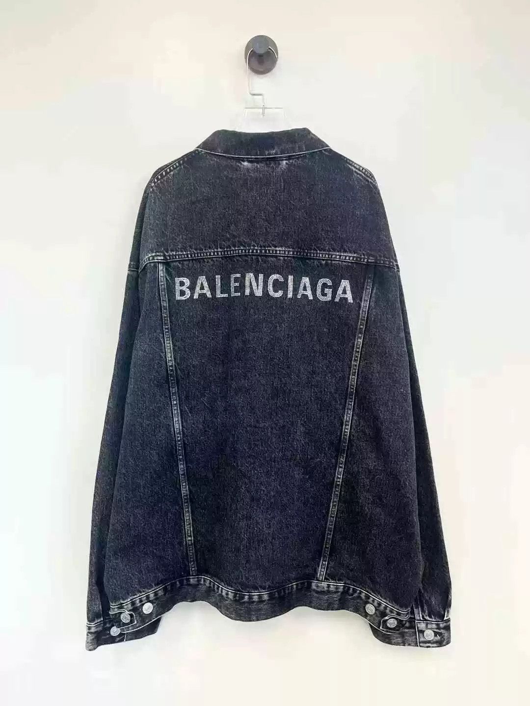 Balenciaga Balenciaga Distressed Denim Jacket with Diamonds Size US M / EU 48-50 / 2 - 2 Thumbnail