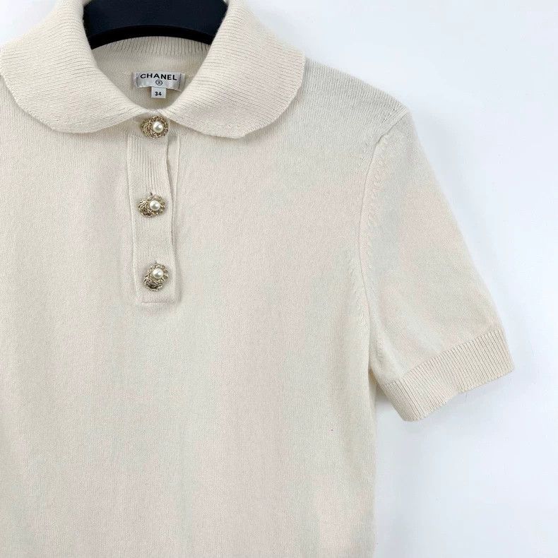 Chanel Chanel Pearl Button Collar Knit Top Size US M / EU 48-50 / 2 - 4 Thumbnail