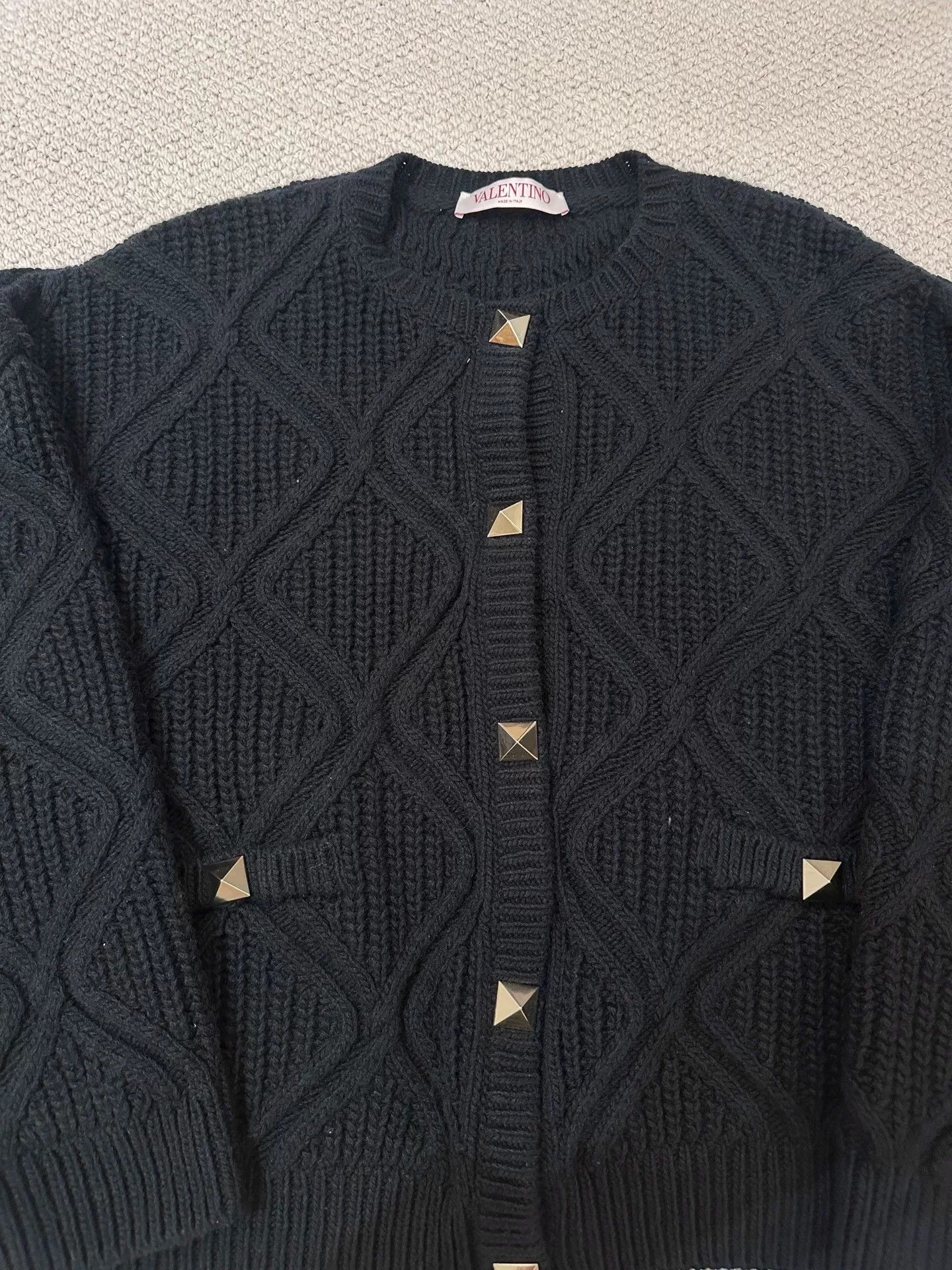 Valentino Valentino Black Knit Studded Cardigan Size US M / EU 48-50 / 2 - 2 Thumbnail
