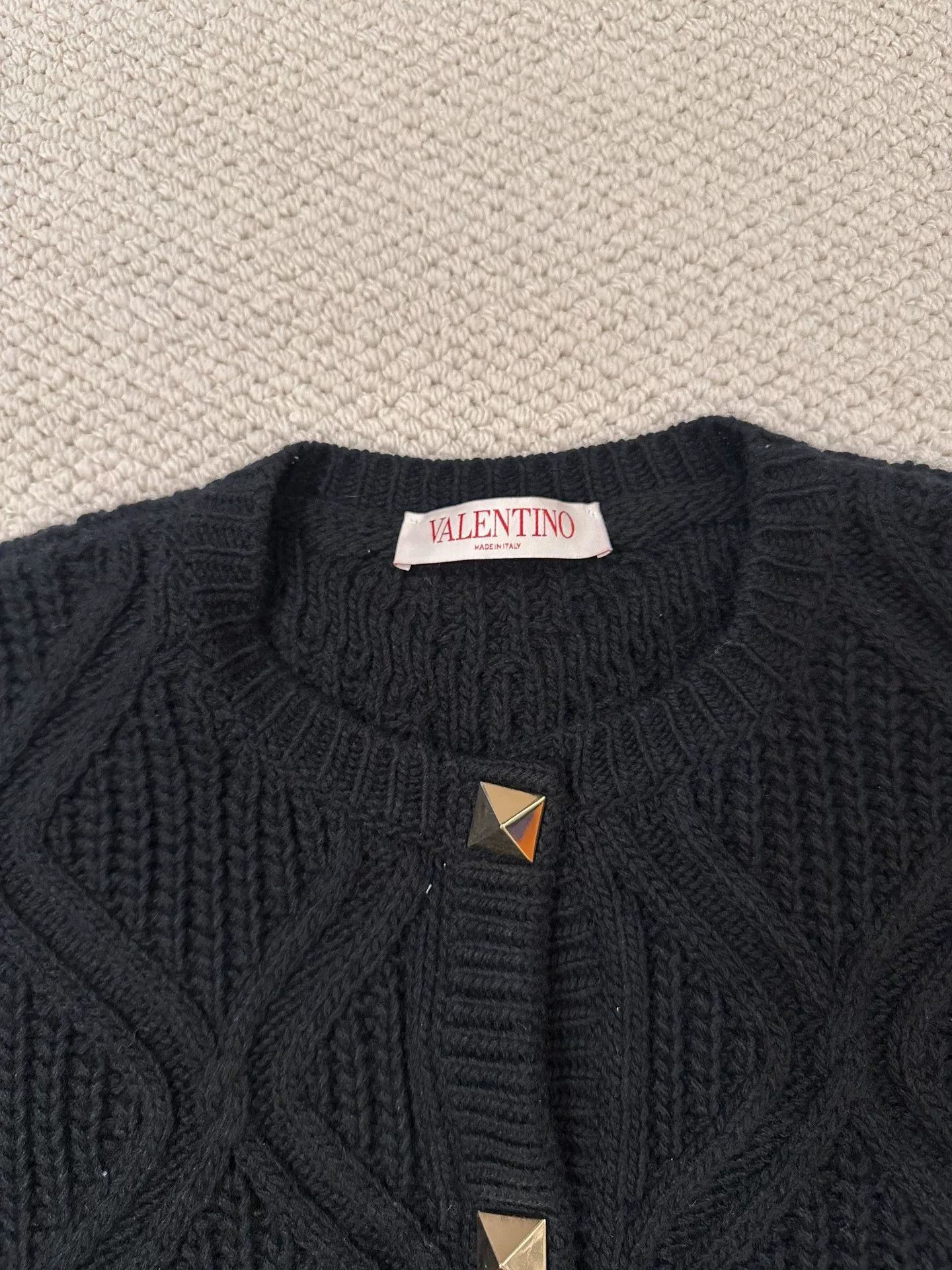 Valentino Valentino Black Knit Studded Cardigan Size US M / EU 48-50 / 2 - 3 Thumbnail