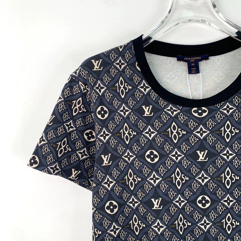 Louis Vuitton Louis Vuitton Blue Logo Monogram Cotton T-Shirt Size US XS / EU 42 / 0 - 3 Thumbnail