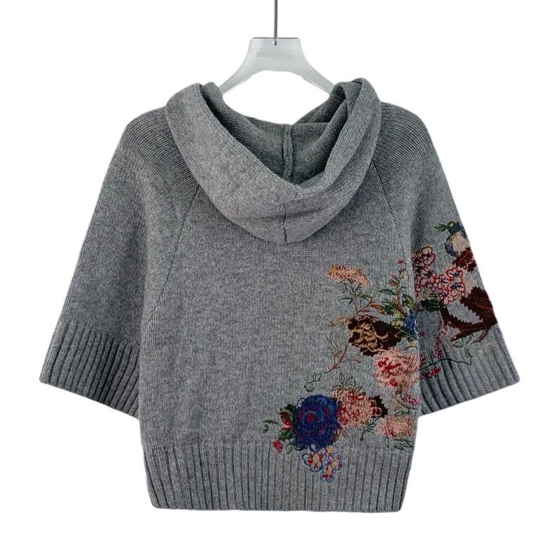 Dior Dior Gray Floral Cashmere Hooded Sweater Size US S / EU 44-46 / 1 - 2 Thumbnail