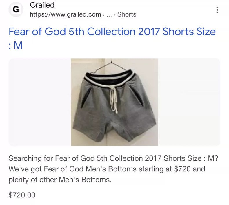 Fear of God Fear of God 5th Collection Gray Shorts Size US 31 - 8 Thumbnail