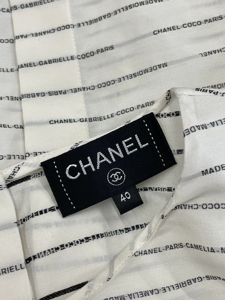 Chanel Chanel 20S Logo Stripe Silk Top Size US L / EU 52-54 / 3 - 4 Thumbnail