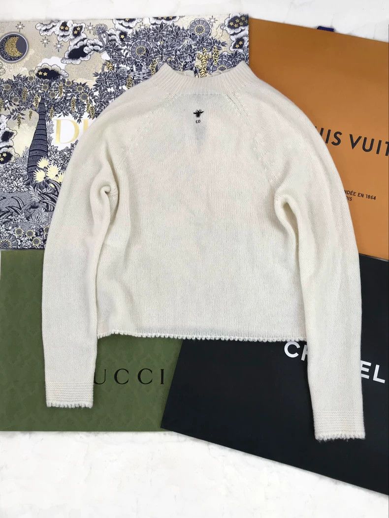 Dior Dior White Bee Cashmere Sweater Size US M / EU 48-50 / 2 - 2 Thumbnail