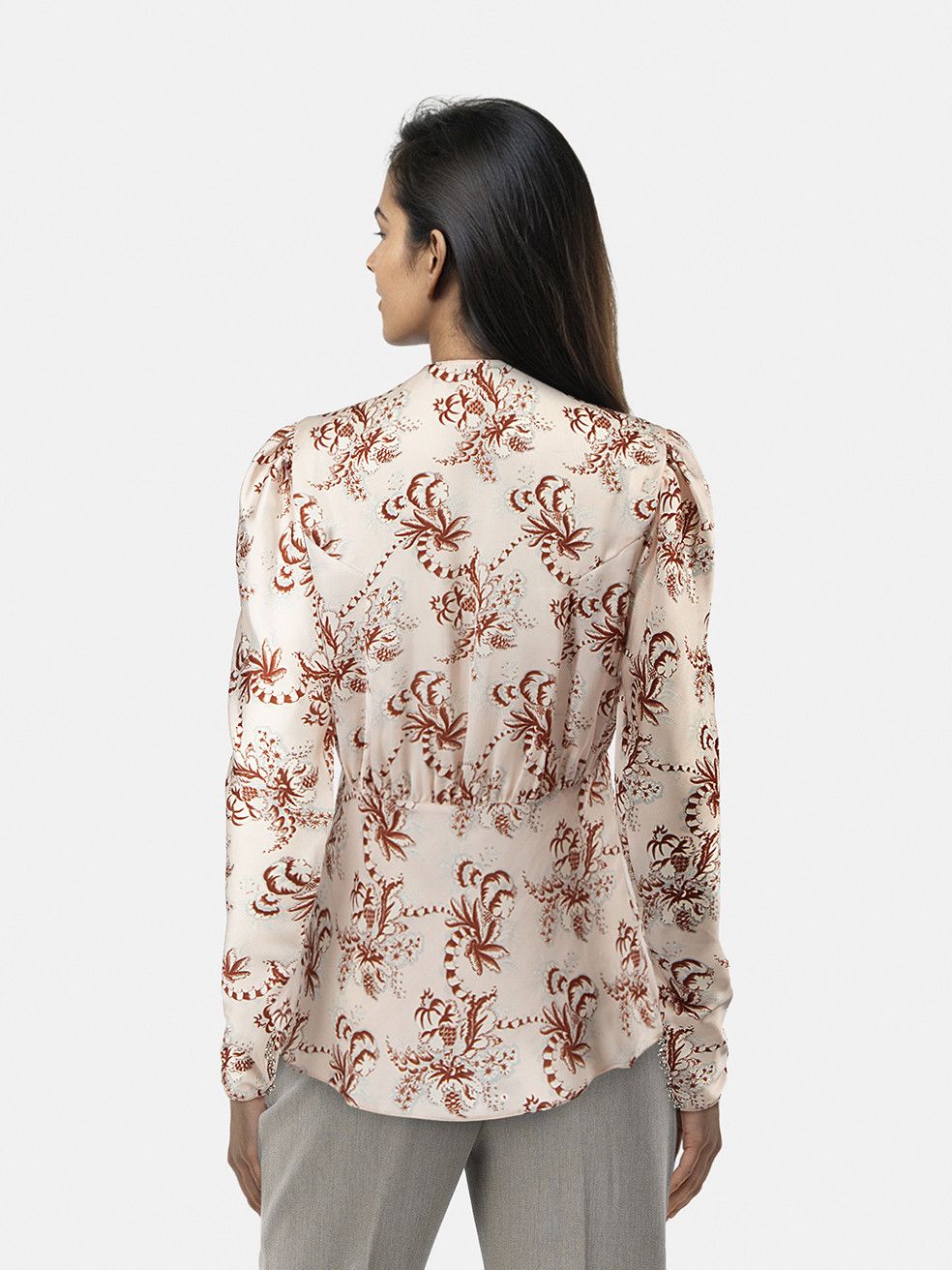 Paco Rabanne Floral V-Neck Long Sleeve Top Size M / US 6-8 / IT 42-44 - 2 Thumbnail