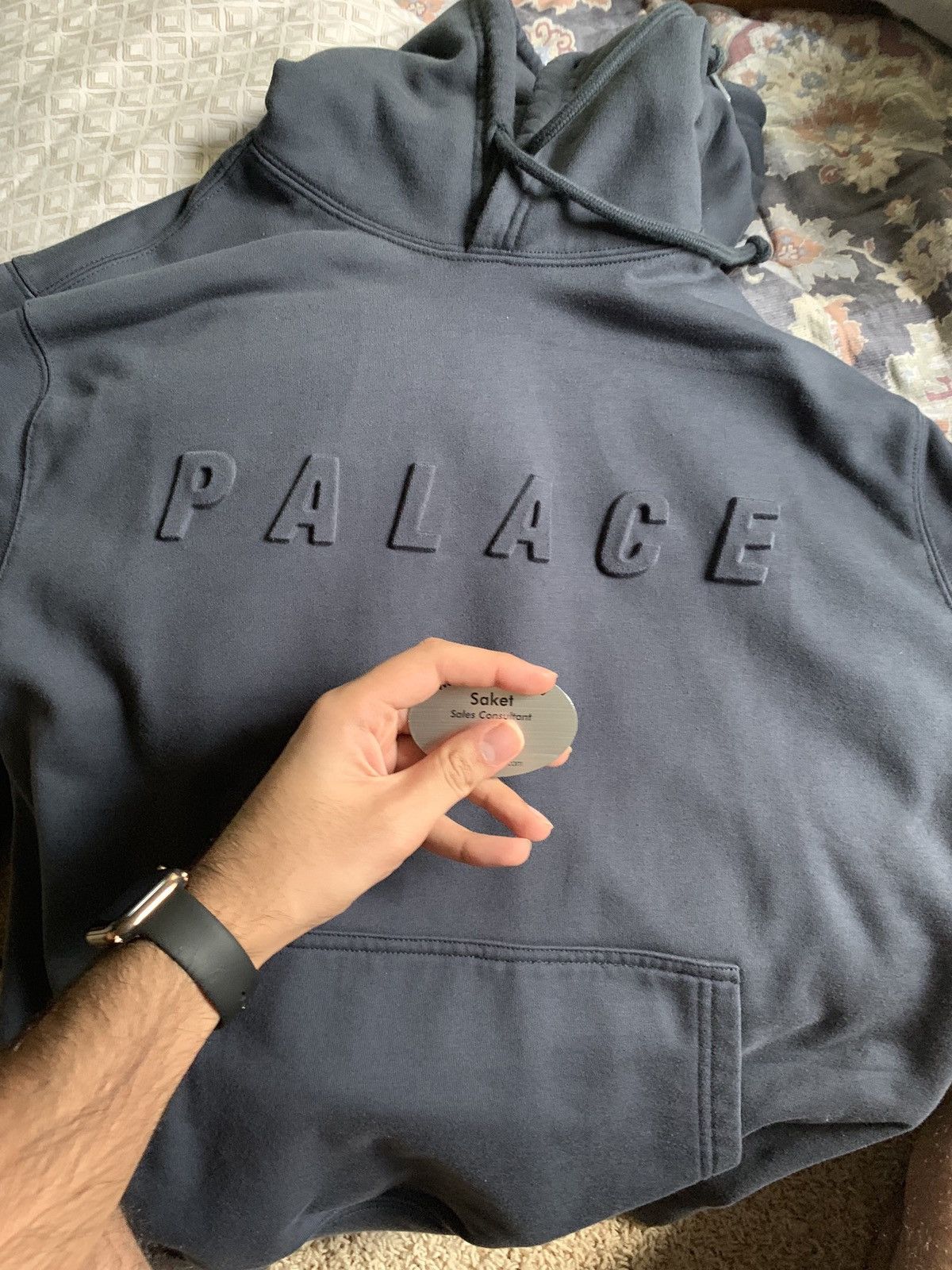 Palace Embossed Palace Hoodie Navy Grailed