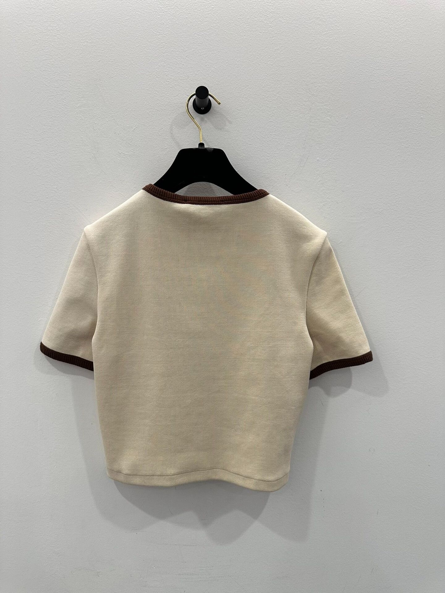 Miu Miu miumiu beige color block knit t-shirt Size US M / EU 48-50 / 2 - 3 Thumbnail