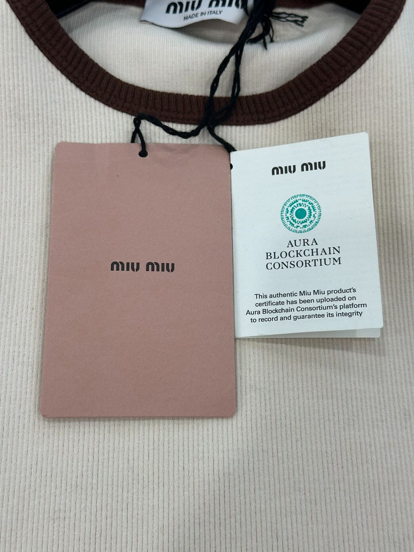 Miu Miu miumiu beige color block knit t-shirt Size US M / EU 48-50 / 2 - 6 Thumbnail