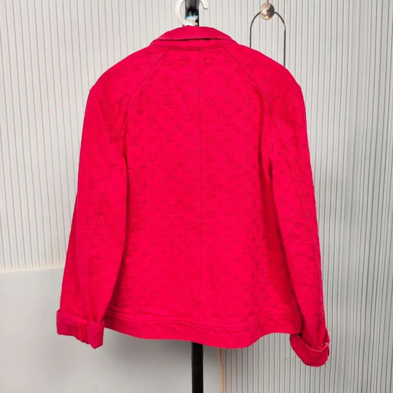 Louis Vuitton Louis Vuitton Red Monogram Denim Jacket 46 Size US M / EU 48-50 / 2 - 2 Thumbnail