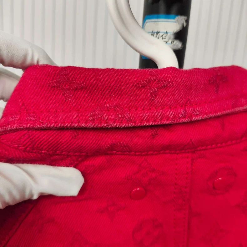 Louis Vuitton Louis Vuitton Red Monogram Denim Jacket 46 Size US M / EU 48-50 / 2 - 5 Thumbnail