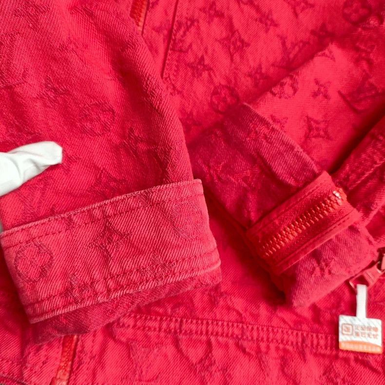 Louis Vuitton Louis Vuitton Red Monogram Denim Jacket 46 Size US M / EU 48-50 / 2 - 3 Thumbnail