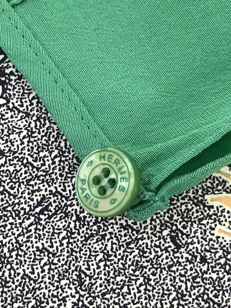 Hermes Hermes Green Silk Tie-Neck Blouse Size US XS / EU 42 / 0 - 6 Thumbnail