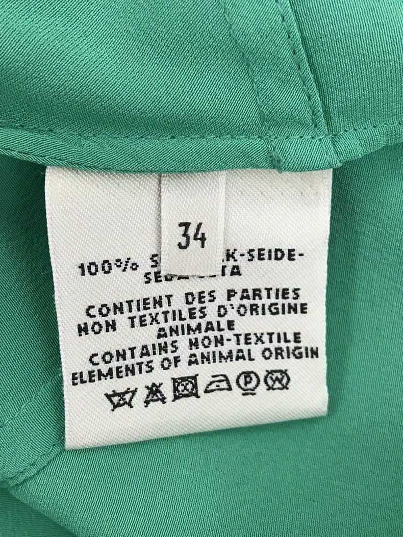 Hermes Hermes Green Silk Tie-Neck Blouse Size US XS / EU 42 / 0 - 4 Thumbnail