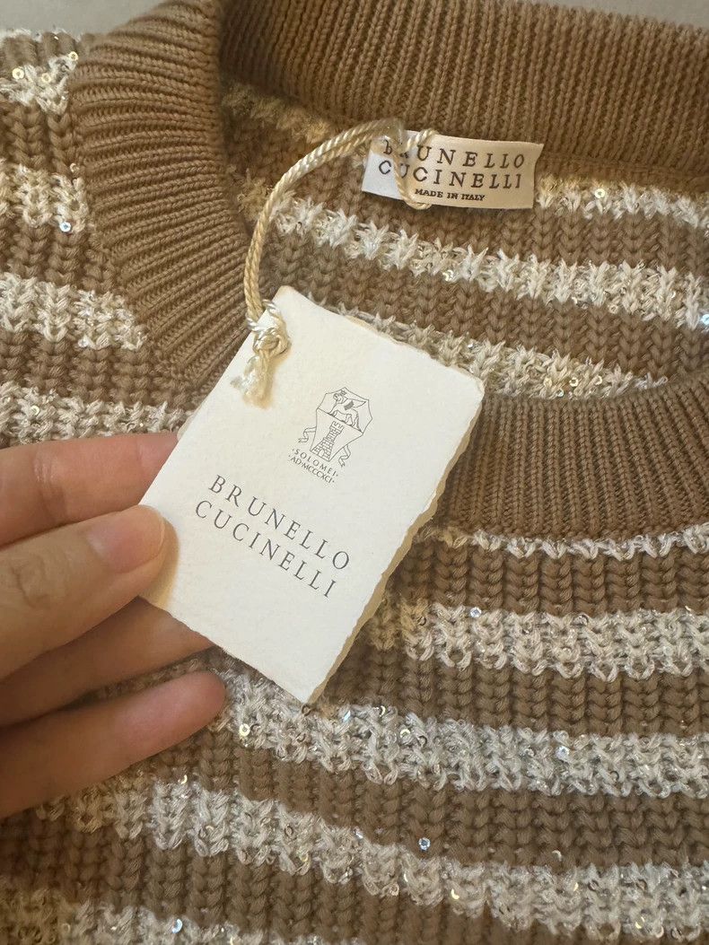 Brunello Cucinelli Brunello Cucinelli Sequin Stripe Sweater Size US M / EU 48-50 / 2 - 2 Thumbnail