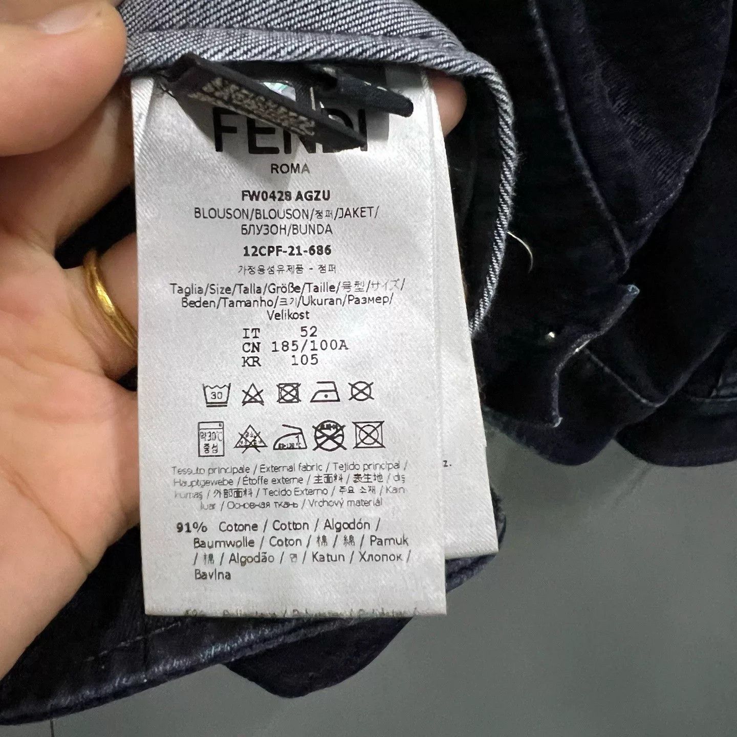 Fendi FENDI Navy Flocked Jacket Size US L / EU 52-54 / 3 - 3 Thumbnail