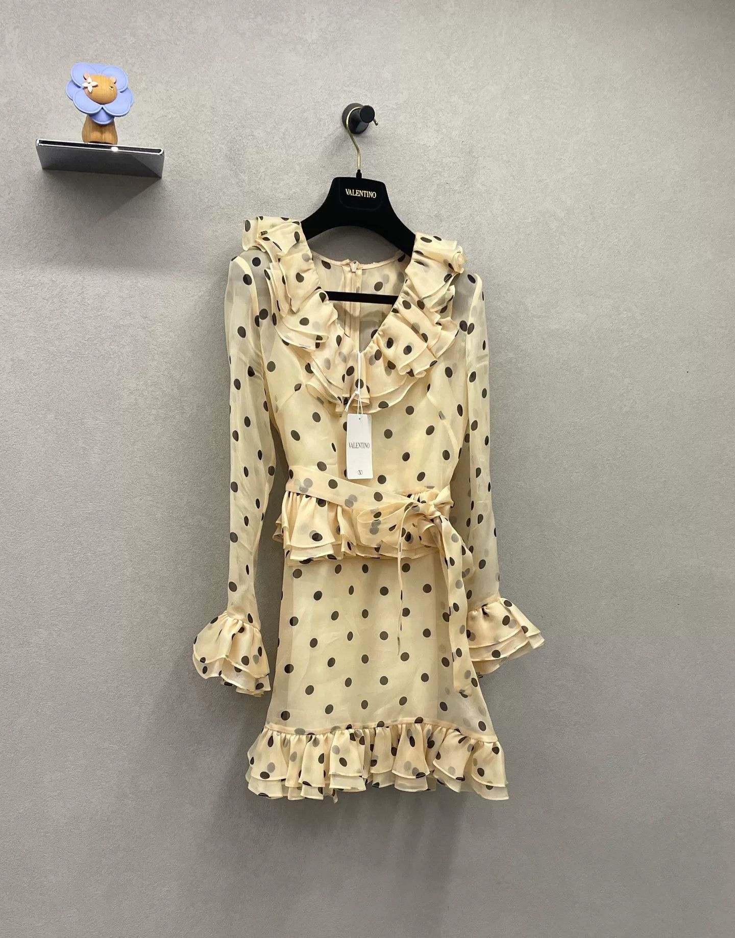 Valentino Beige Polka Dot Organza Dress - www.ice4pros.com.br