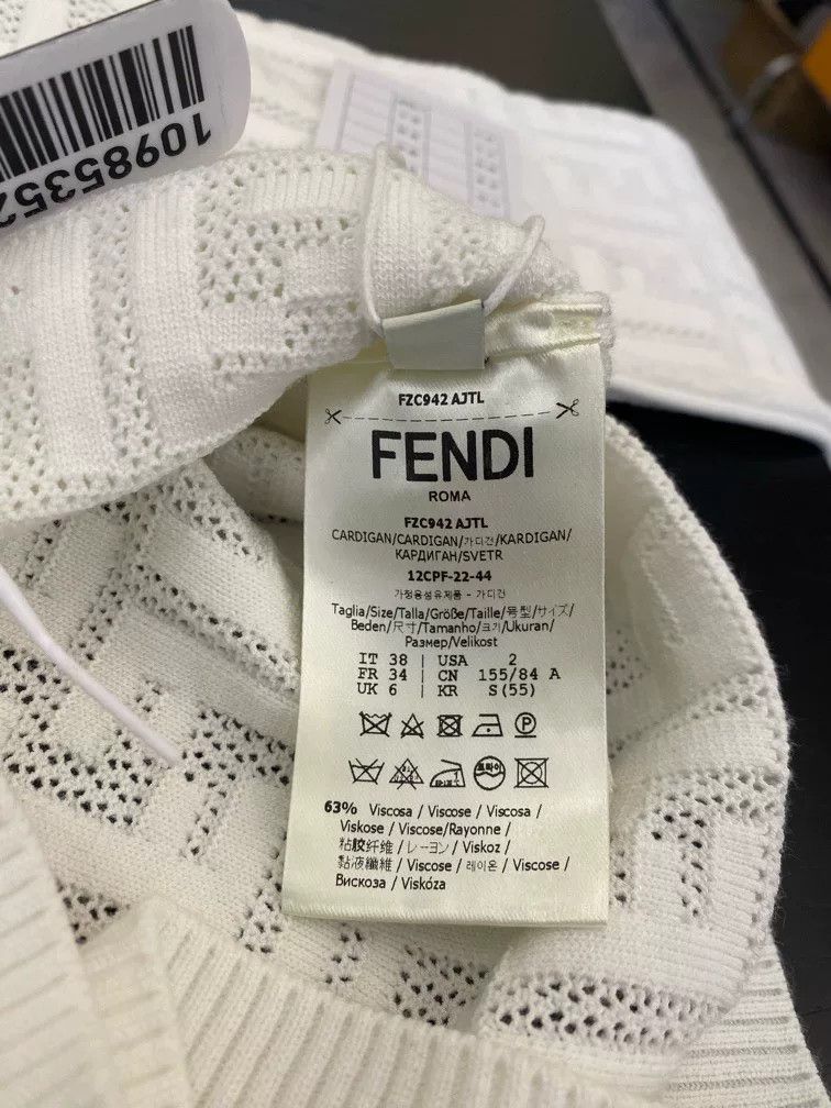 Fendi Fendi White Logo Knit Jacket SS23 Size US XS / EU 42 / 0 - 7 Thumbnail