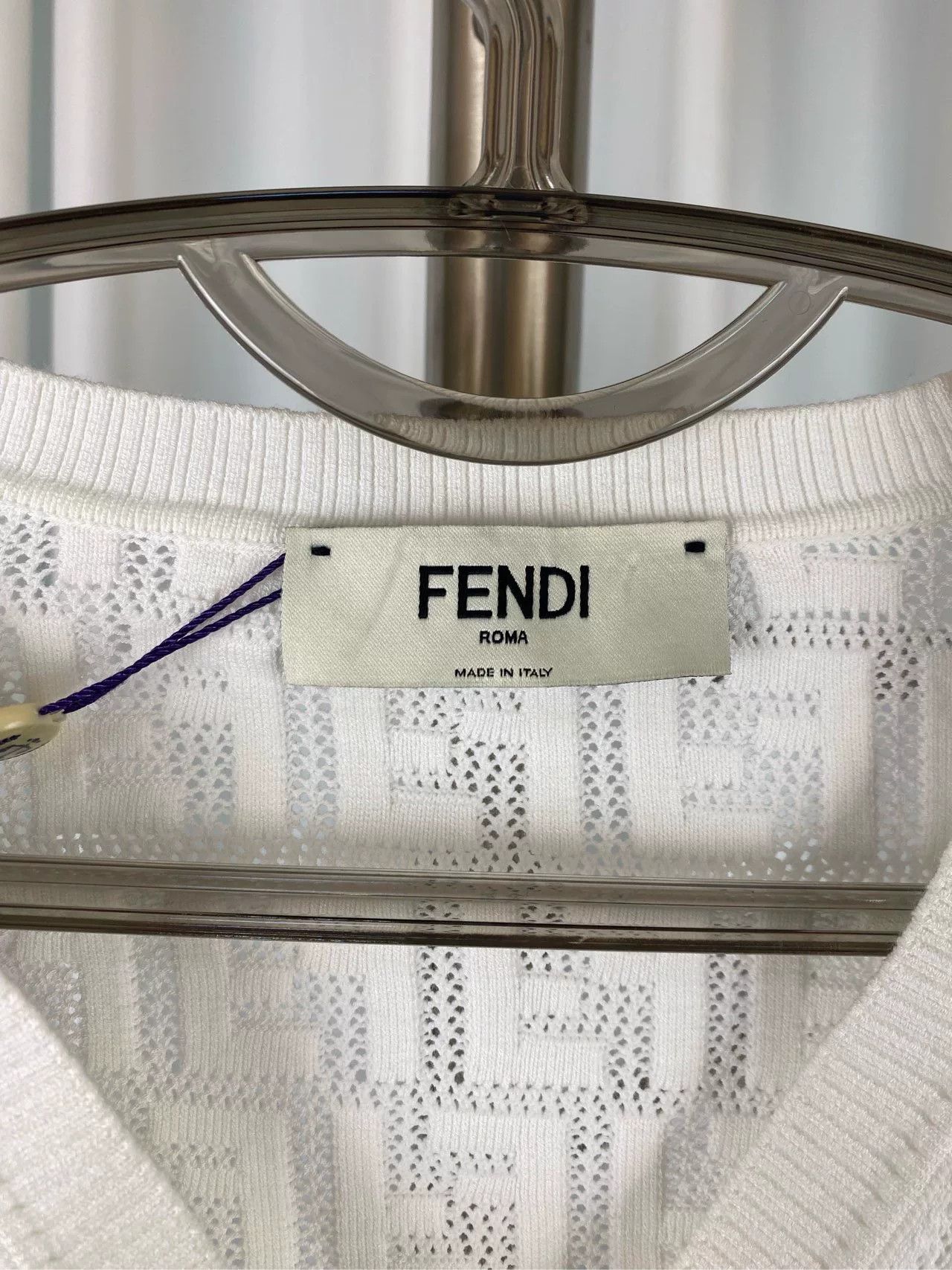 Fendi Fendi White Logo Knit Jacket SS23 Size US XS / EU 42 / 0 - 5 Thumbnail