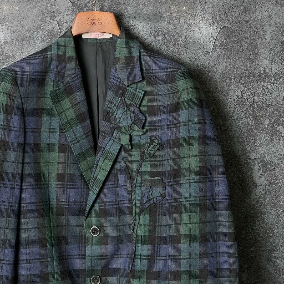 Valentino Blue Green Plaid Floral Blazer Size US S / EU 44-46 / 1 - 3 Thumbnail