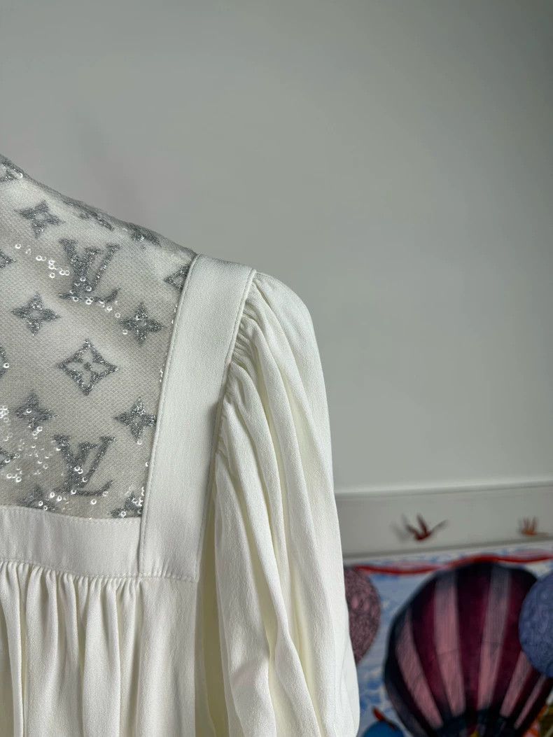 Louis Vuitton Louis Vuitton Patchwork White Dress Size US XS / EU 42 / 0 - 4 Thumbnail