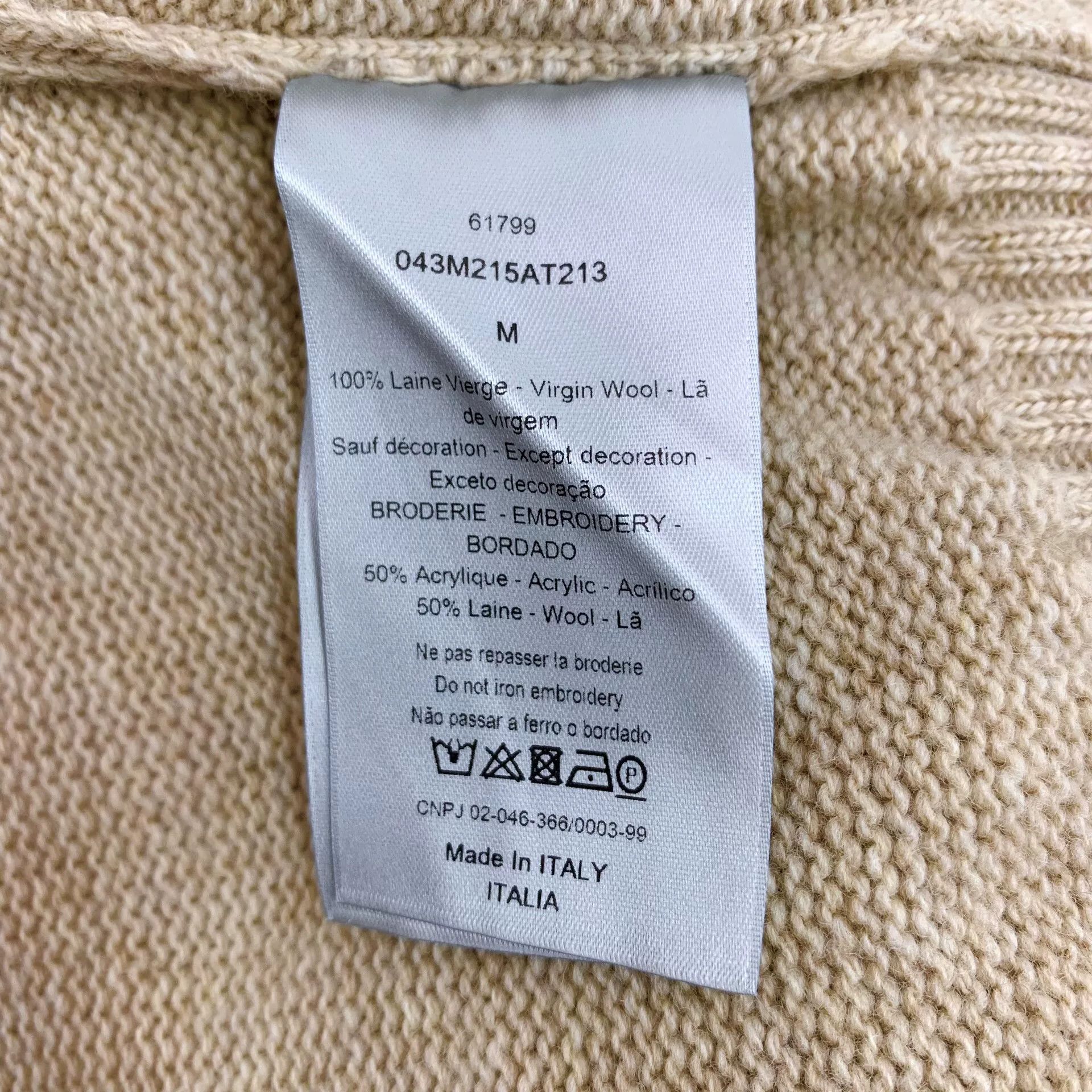 Dior Dior Oatmeal Logo Wool Knit Cardigan Size US M / EU 48-50 / 2 - 8 Thumbnail