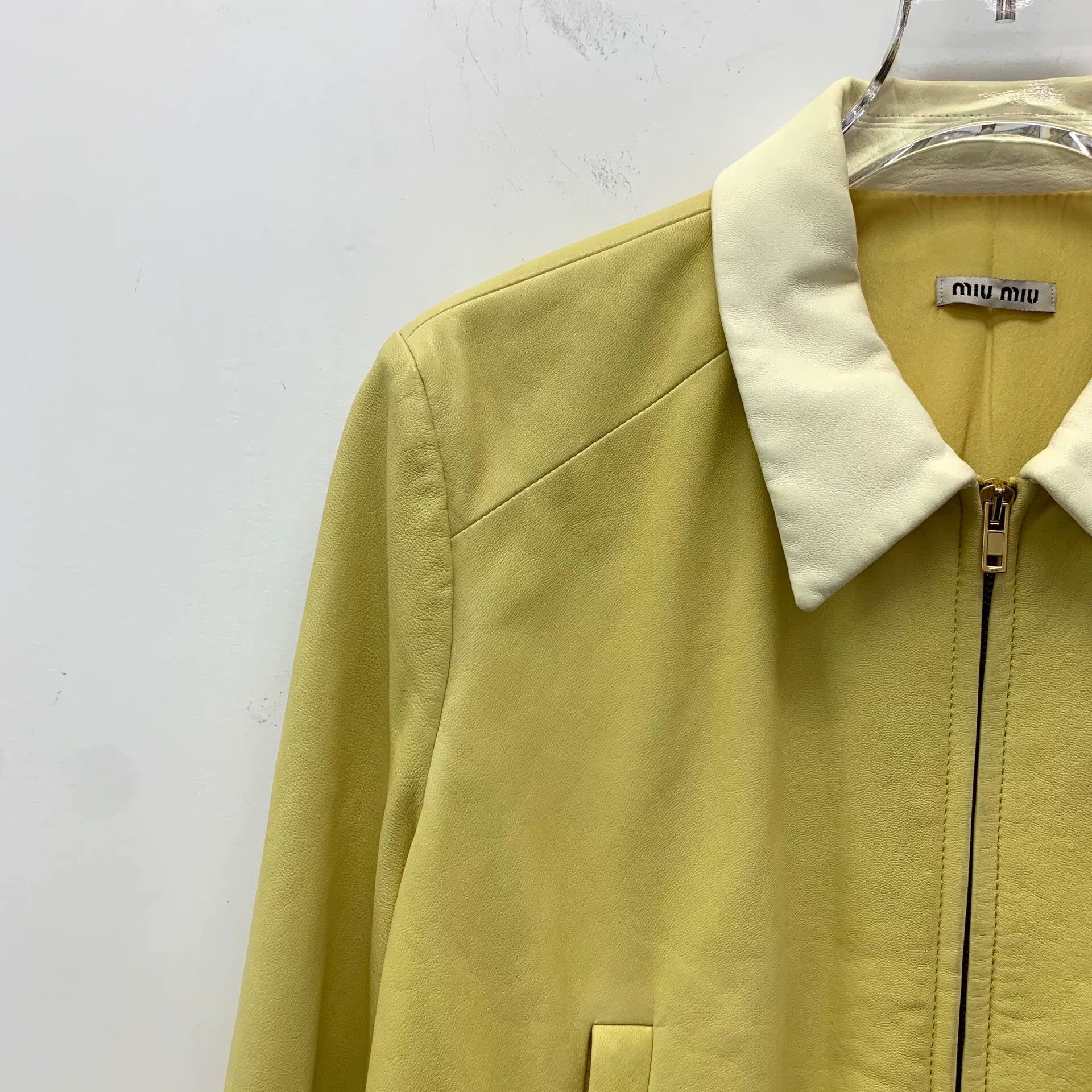 Miu Miu miu miu yellow lambskin zip-up jacket Size US M / EU 48-50 / 2 - 3 Thumbnail