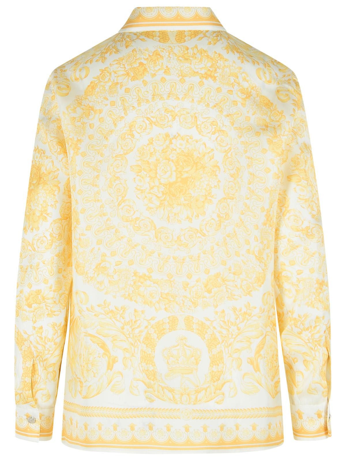 Versace VERSACE White And Beige 'Barocco' Silk Shirt Size M / US 6-8 / IT 42-44 - 3 Thumbnail