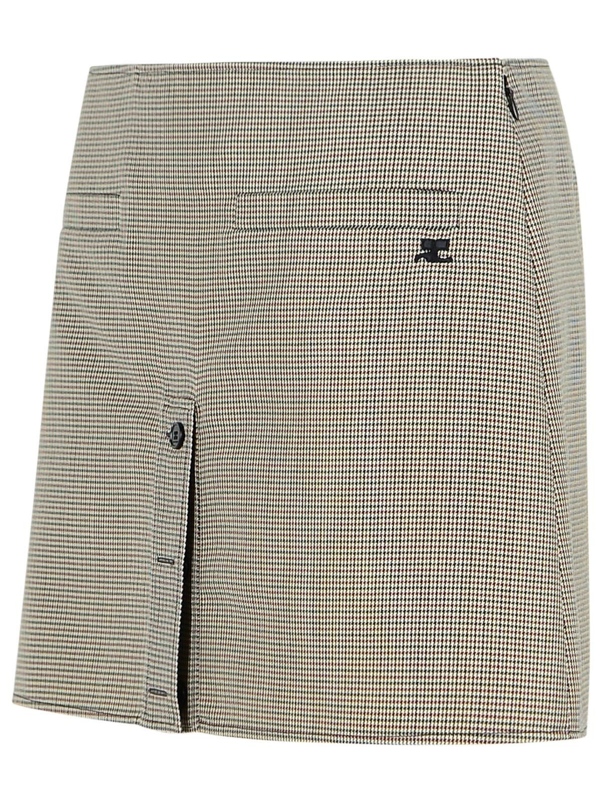 Courreges COURREGES Beige Wool Blend Miniskirt Size 28" / US 6 / IT 42 - 2 Thumbnail