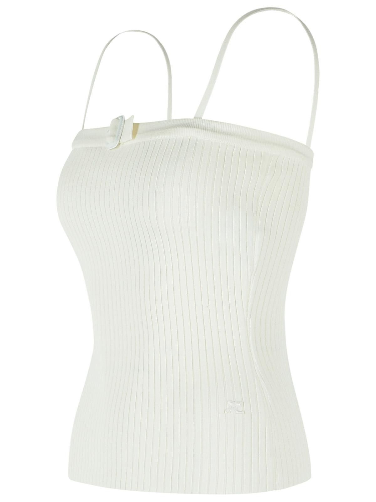 Courreges COURREGES 'Buckle' Tank Top In White Viscose Blend Size S / US 4 / IT 40 - 2 Thumbnail