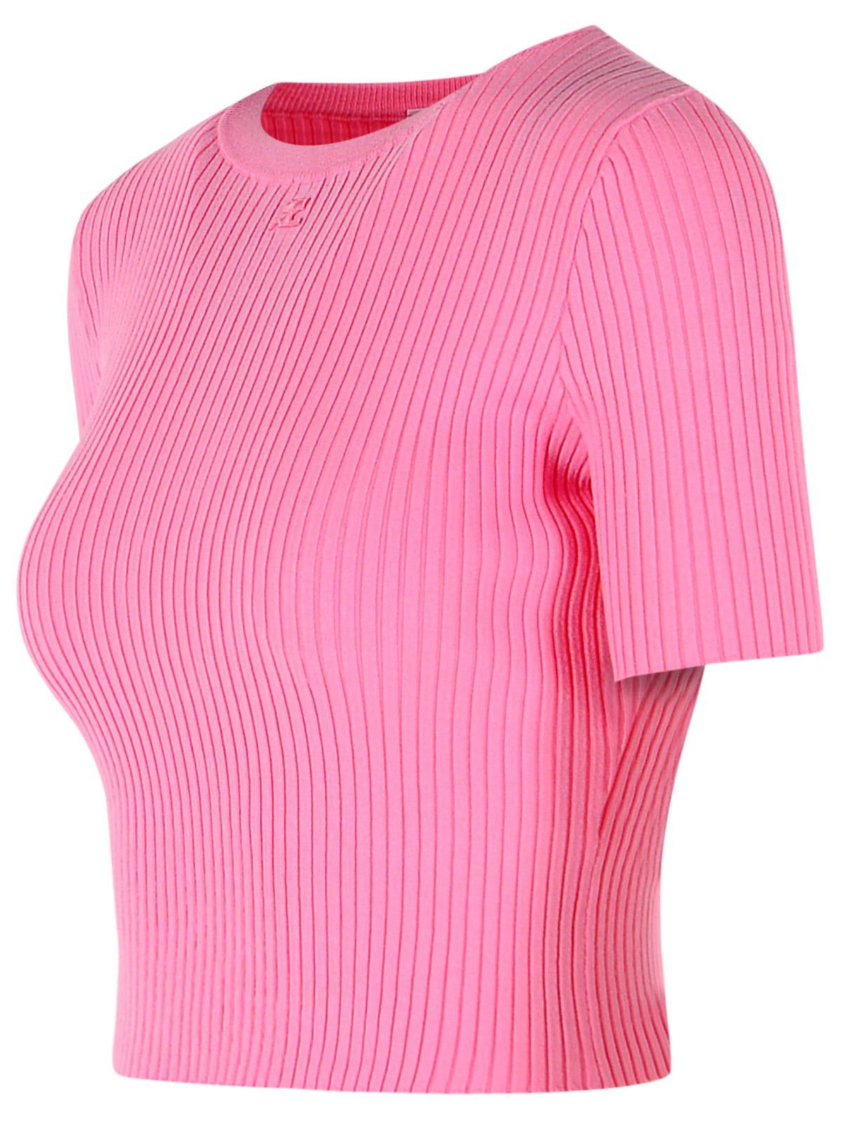 Courreges COURREGES Pink Viscose Blend T-Shirt Size XS / US 0-2 / IT 36-38 - 2 Thumbnail