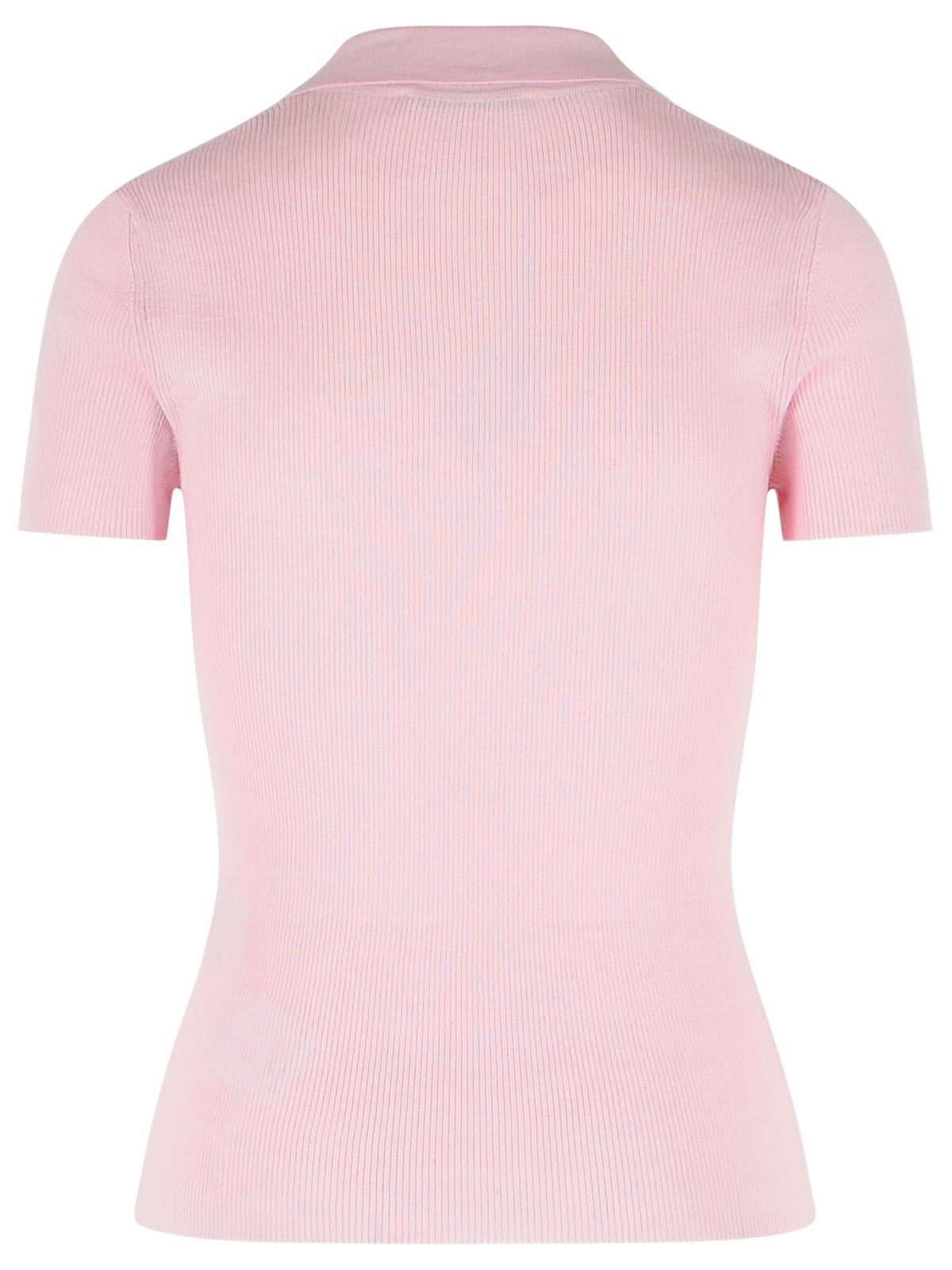 Max Mara MAX MARA 'Albero' Pink Virgin Wool Polo Shirt Size M / US 6-8 / IT 42-44 - 3 Thumbnail