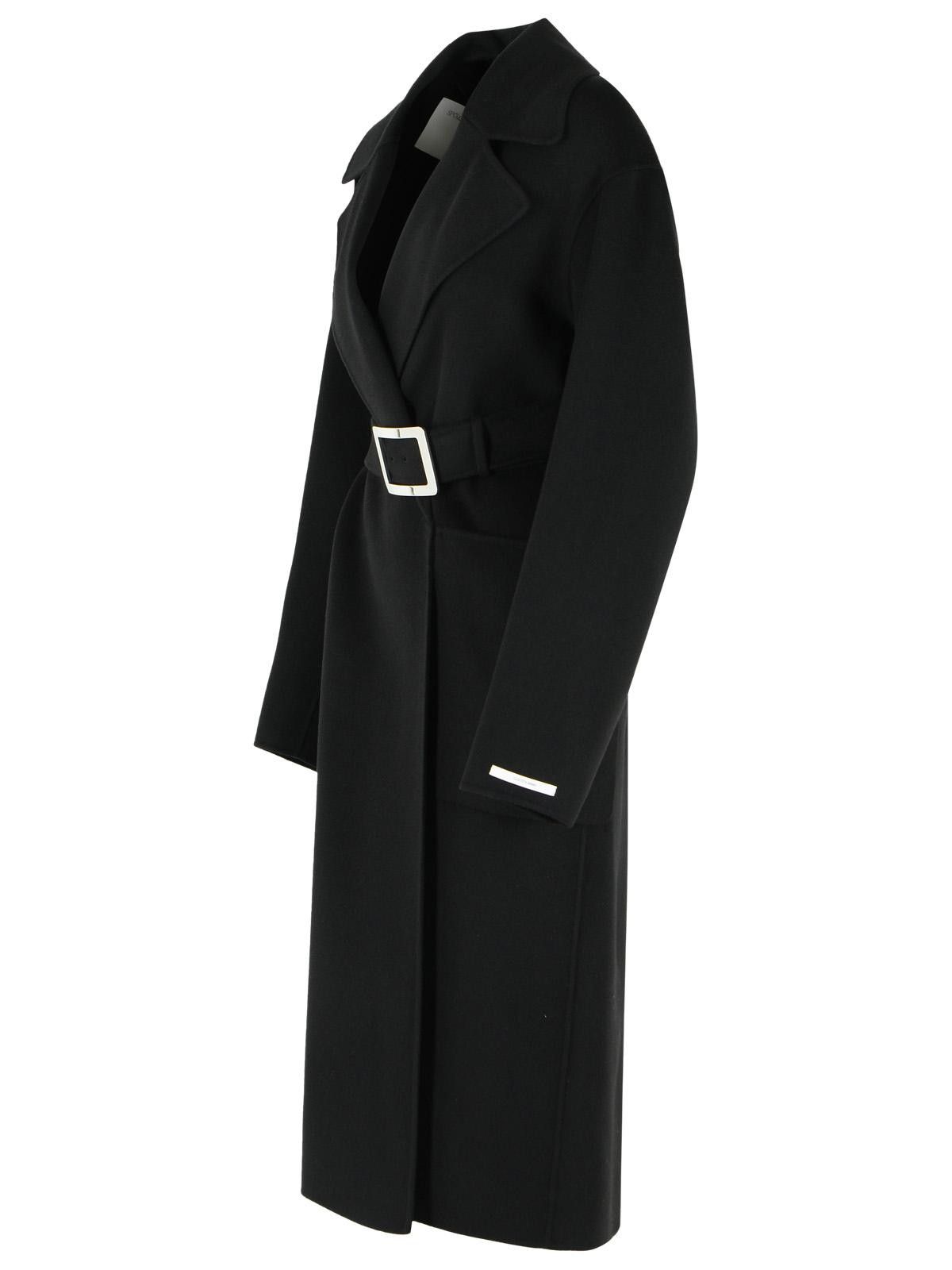Sportmax SPORTMAX Cose' Robe Coat In Pure Black Virgin Wool Size S / US 4 / IT 40 - 2 Thumbnail