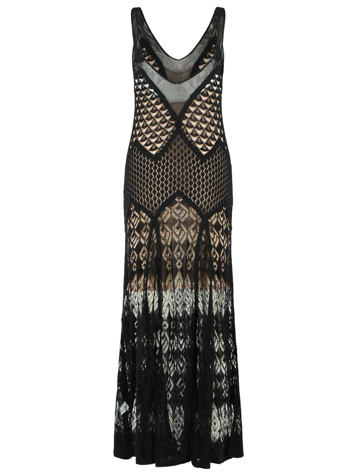 Blumarine BLUMARINE Long Dress In Black Worked Cotton Size M / US 6-8 / IT 42-44 - 3 Thumbnail