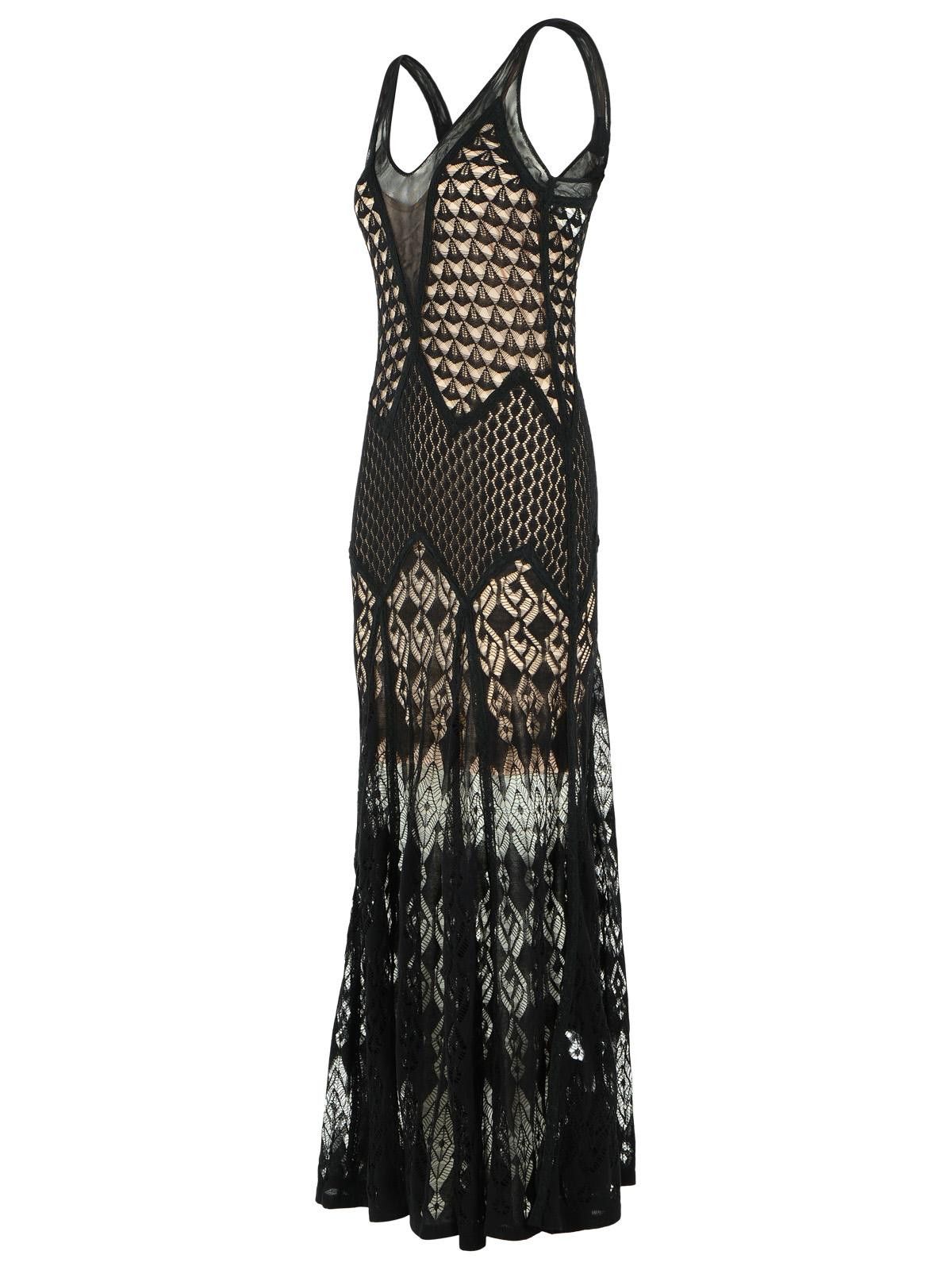 Blumarine BLUMARINE Long Dress In Black Worked Cotton Size M / US 6-8 / IT 42-44 - 2 Thumbnail