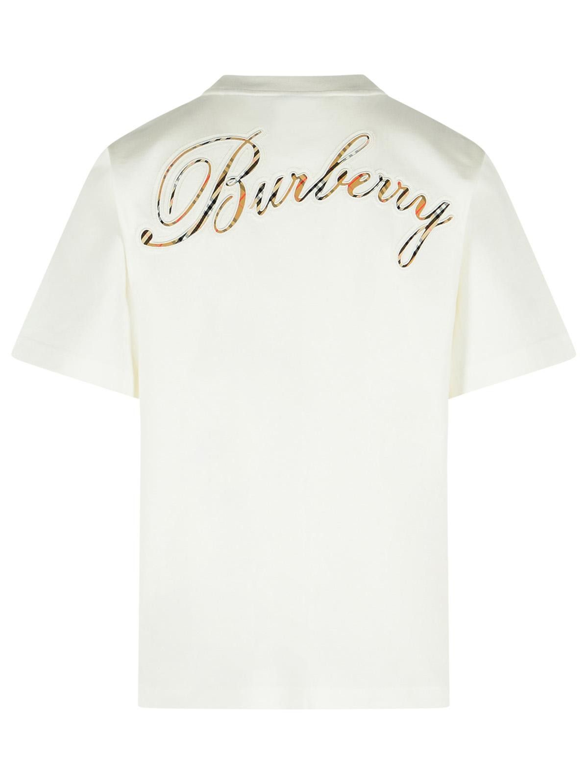 Burberry BURBERRY 'Ryan' White Cotton T-Shirt Size US L / EU 52-54 / 3 - 3 Thumbnail