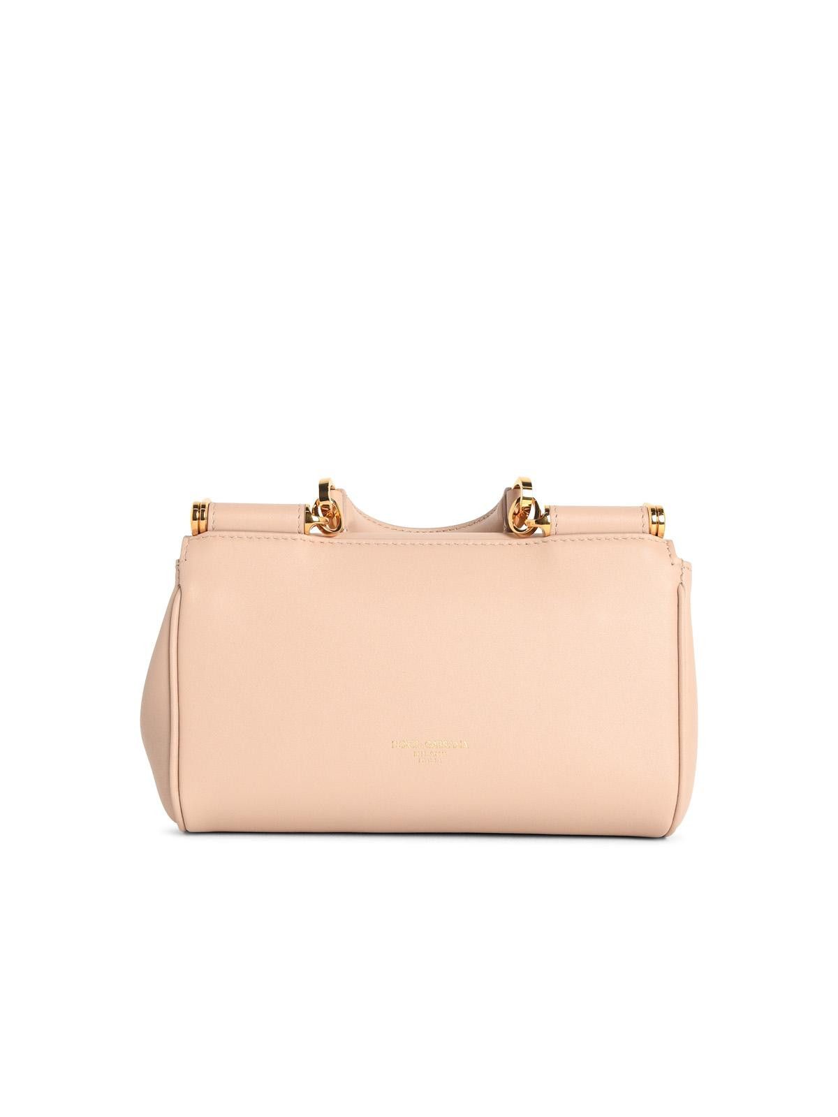 Dolce & Gabbana DOLCE & GABBANA Small 'Sicily' Leather Handbag Nude Size ONE SIZE - 3 Thumbnail