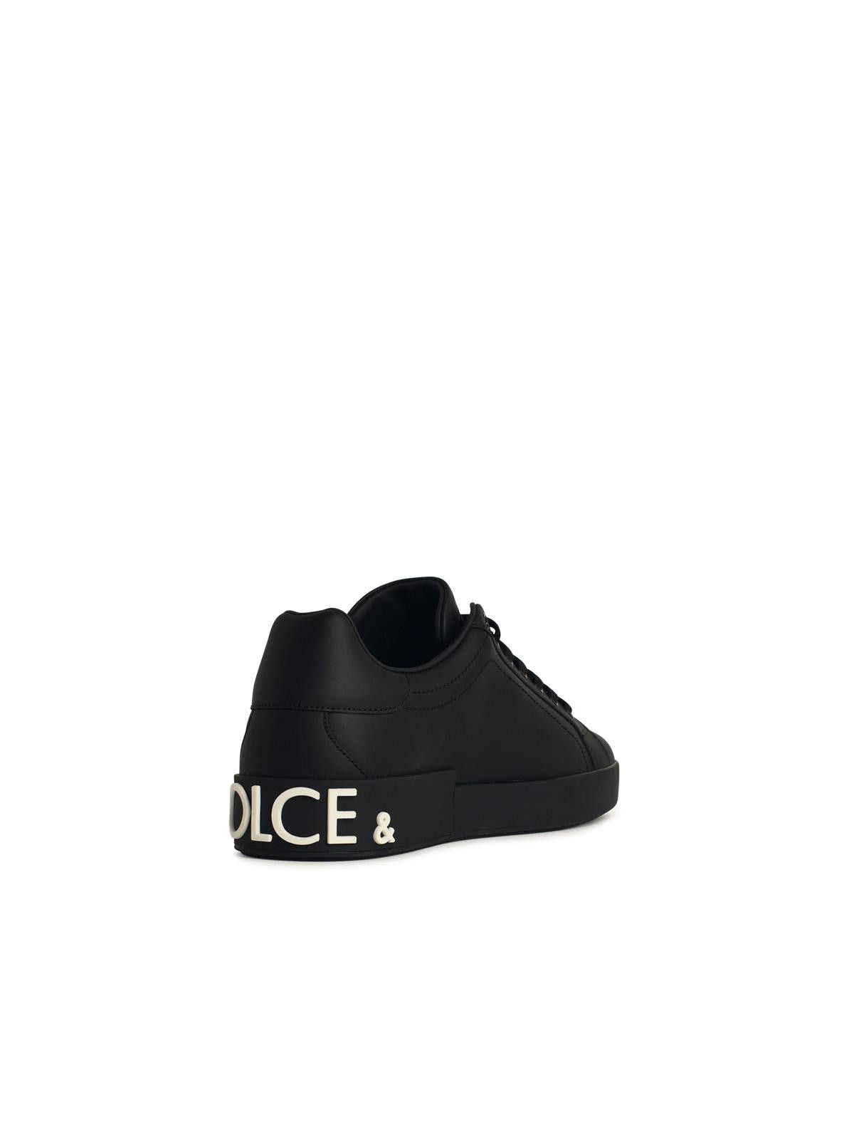 Dolce & Gabbana DOLCE & GABBANA Portofino Black Leather Sneakers Size US 13 / EU 46 - 3 Thumbnail