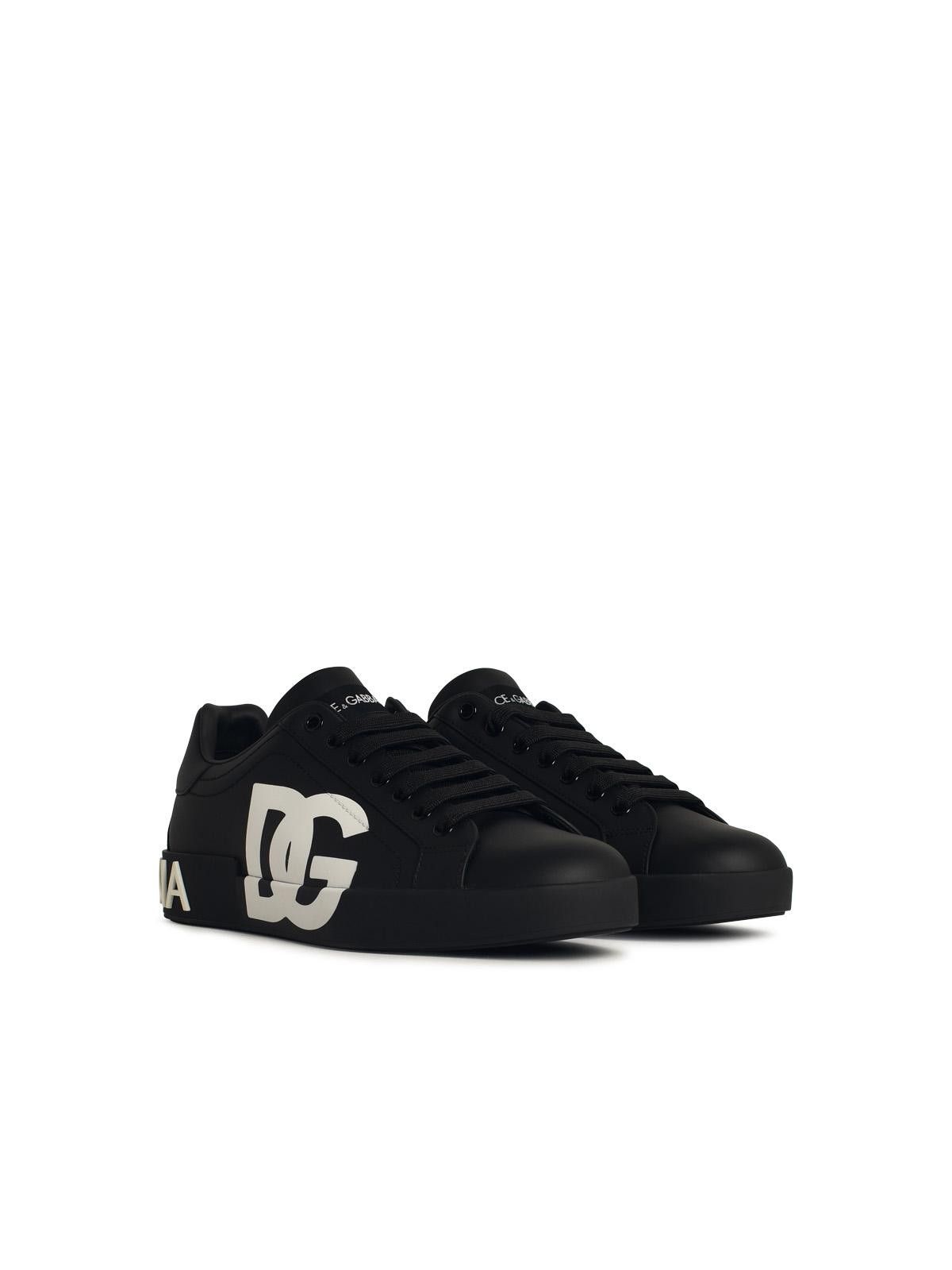 Dolce & Gabbana DOLCE & GABBANA Portofino Black Leather Sneakers Size US 13 / EU 46 - 2 Thumbnail