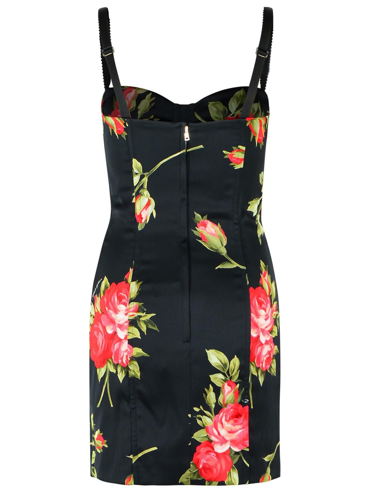 Dolce & Gabbana DOLCE & GABBANA 'Bouquet Rose' Dress In Black Viscose Blend Size M / US 6-8 / IT 42-44 - 3 Thumbnail