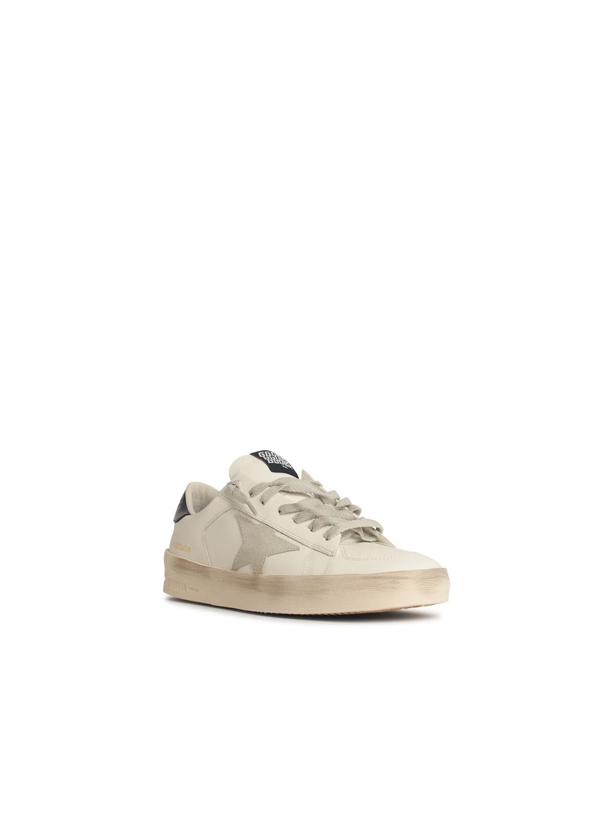 Golden Goose GOLDEN GOOSE Men's Standard In White Leather With Grey Suede Star And Blue Leather Heel Size US 12 / EU 45 - 2 Thumbnail